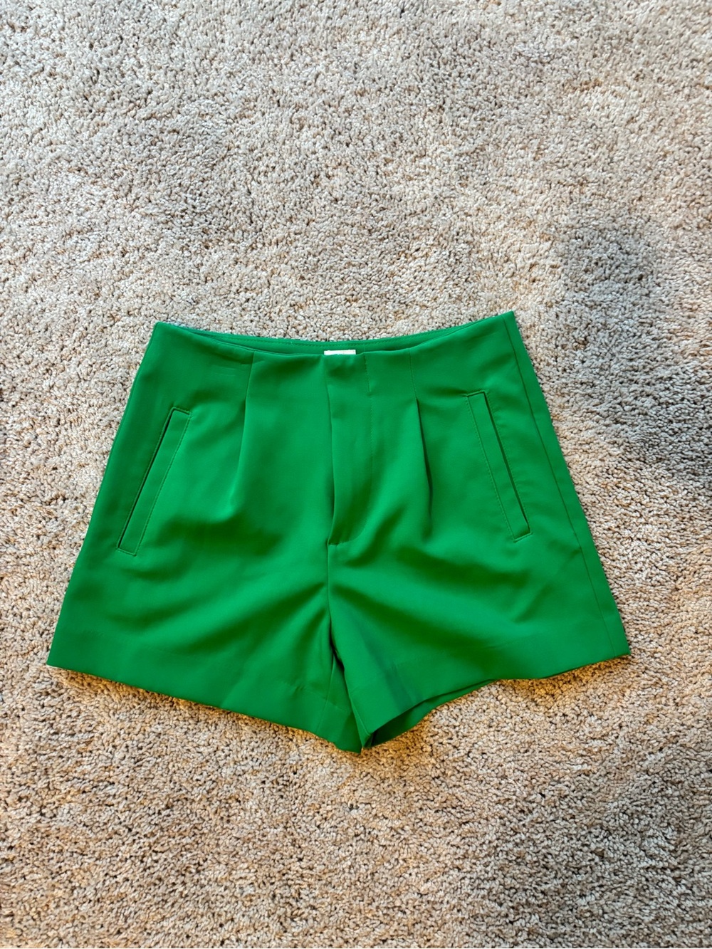 Women’s Green Tailored High-Waist Shorts